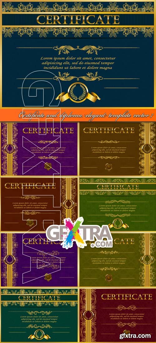 Certificate and diploma elegant template vector 7