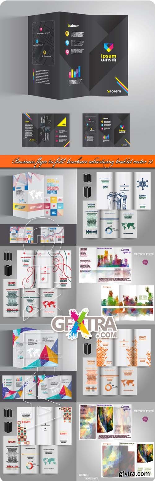 Business flyer tri fold brochure advertising booklet vector 15
