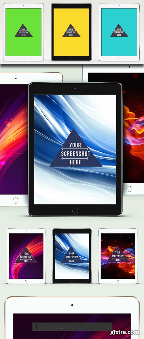 PSD Mock-Up's - IPad Air 2 (Grey, Silver, Gold) Vol.2