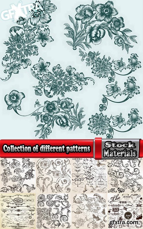 Collection of different patterns of decorative elements 25 Eps