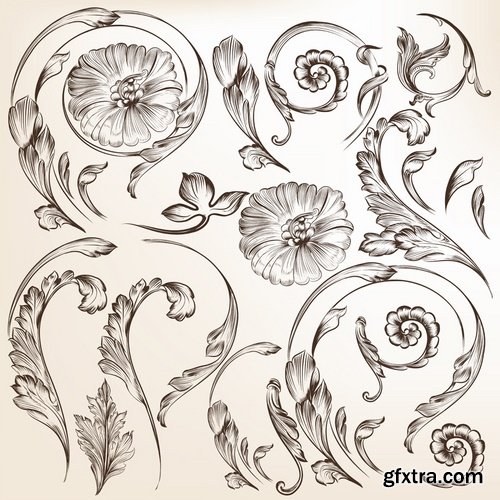 Collection of different patterns of decorative elements 25 Eps