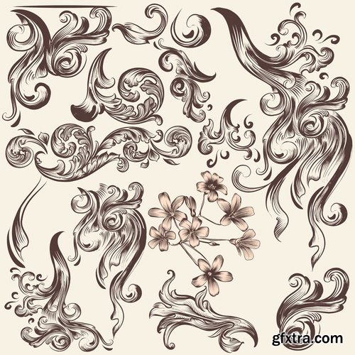 Collection of different patterns of decorative elements 25 Eps