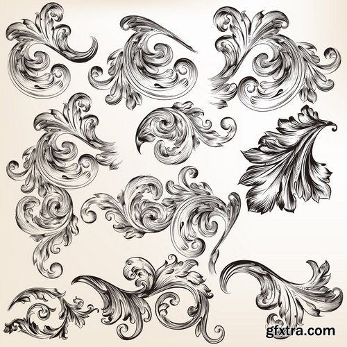 Collection of different patterns of decorative elements 25 Eps