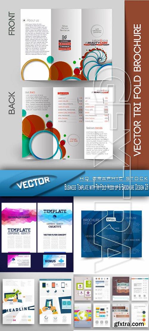 Stock Vector - Business Template with Tri-Fold Mock up & Brochure Design 29