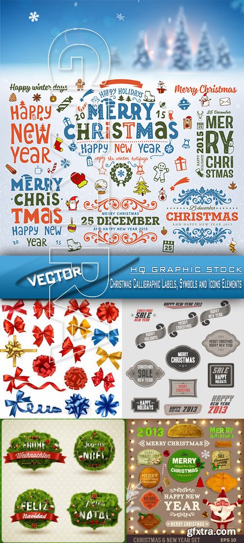 Stock Vector - Christmas Calligraphic Labels, Symbols and Icons Elements