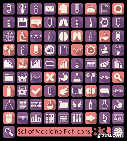 Collection of different icons of medical subjects 25 Eps