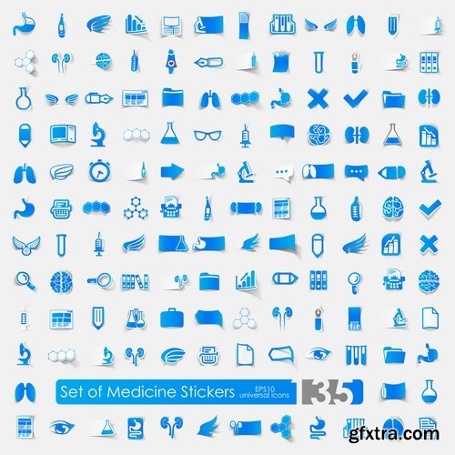 Collection of different icons of medical subjects 25 Eps