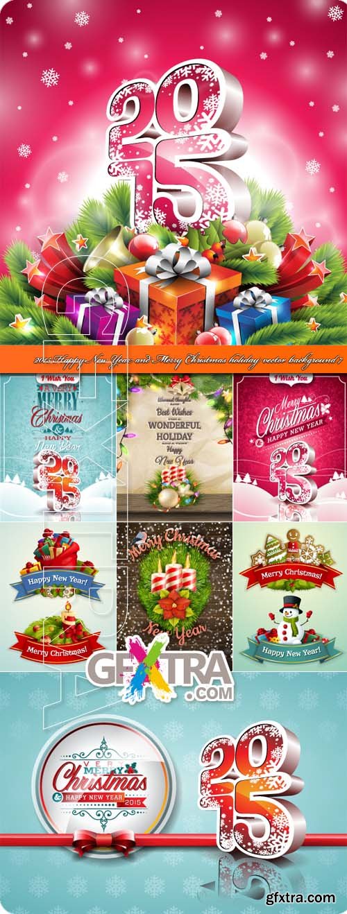 2015 Happy New Year and Merry Christmas holiday vector background 7