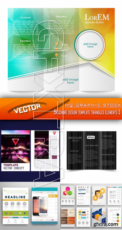 Stock Vector - Brochure design template triangles elements 3