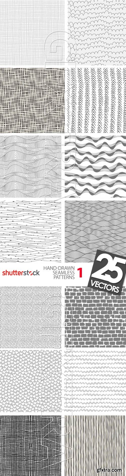 Hand-Drawn Seamless Patterns 1, 25xEPS