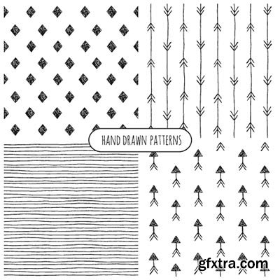 Hand-Drawn Seamless Patterns 1, 25xEPS