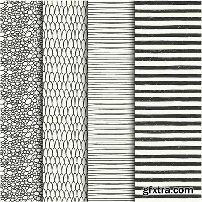 Hand-Drawn Seamless Patterns 1, 25xEPS