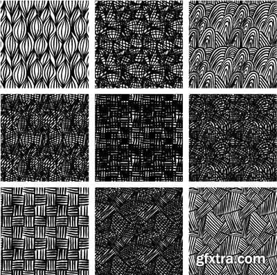 Hand-Drawn Seamless Patterns 2, 25xEPS