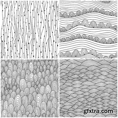 Hand-Drawn Seamless Patterns 2, 25xEPS