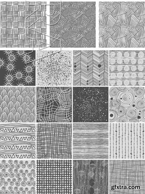 Hand-Drawn Seamless Patterns 2, 25xEPS