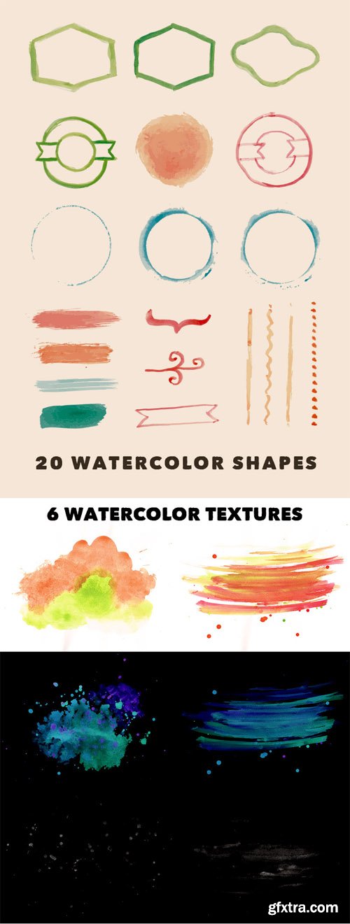 Watercolor Art Elements and Textures