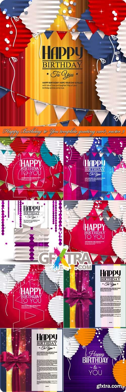 Happy Birthday to You template greeting card vector 9