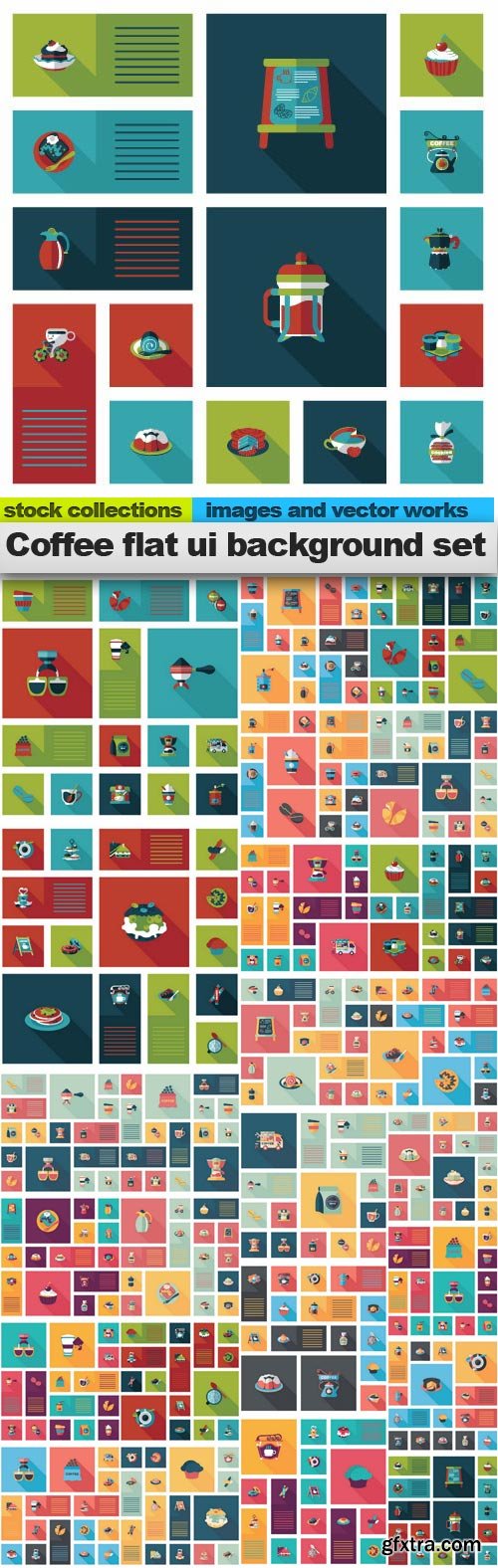 Coffee flat ui background set.25 x EPS