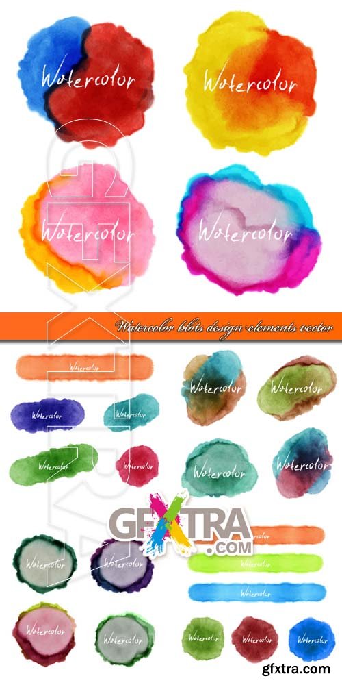 Watercolor blots design elements vector