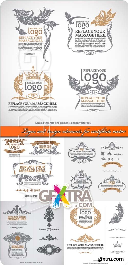 Logos and design elements for certificate vector