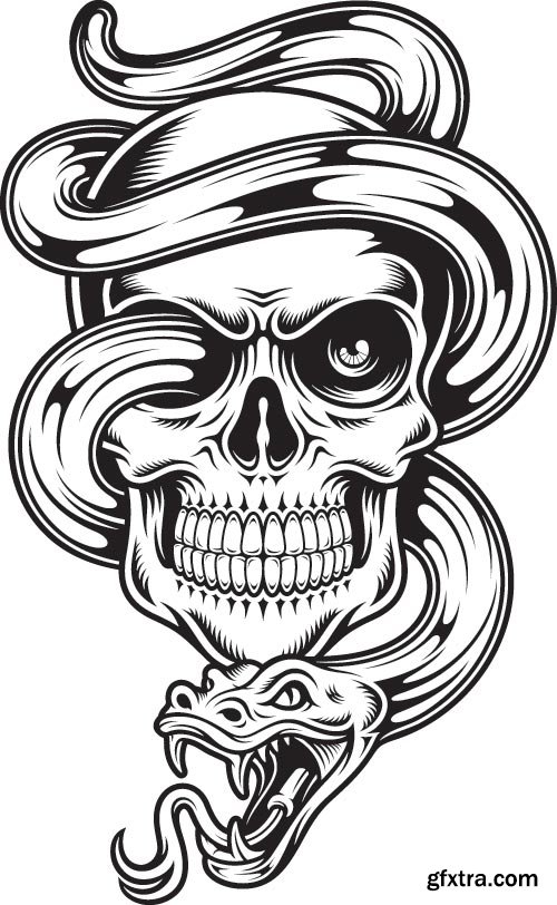 Gothic Skulls for T-Shirt Design 25xEPS