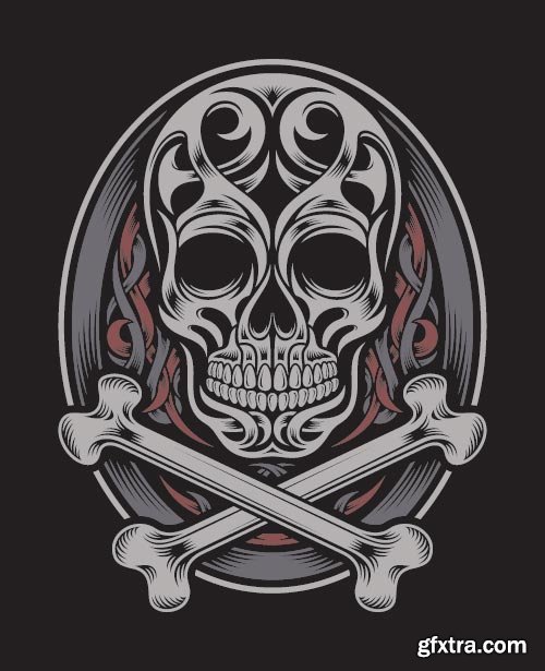 Gothic Skulls for T-Shirt Design 25xEPS