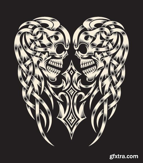 Gothic Skulls for T-Shirt Design 25xEPS