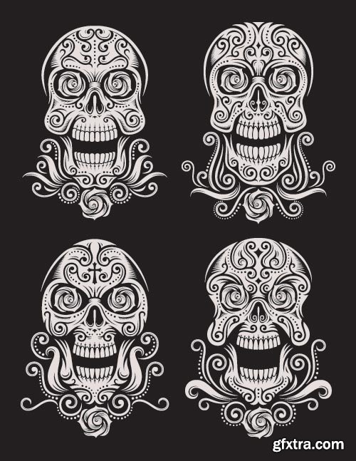 Gothic Skulls for T-Shirt Design 25xEPS