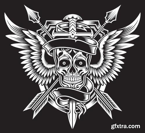 Gothic Skulls for T-Shirt Design 25xEPS