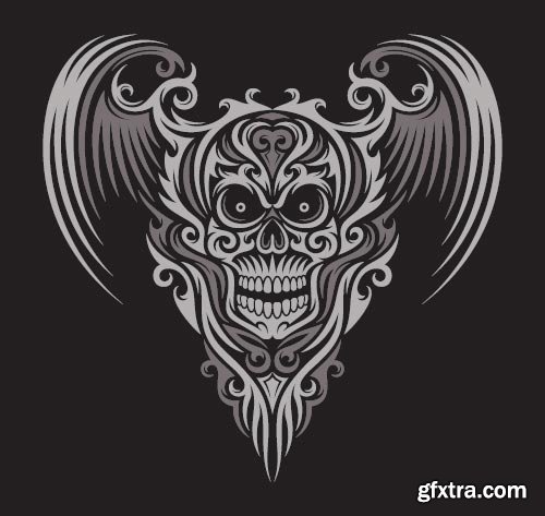 Gothic Skulls for T-Shirt Design 25xEPS