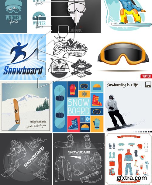 Stock Vectors - Snowboarder 2, 25xEPS