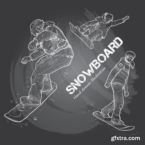 Stock Vectors - Snowboarder 2, 25xEPS