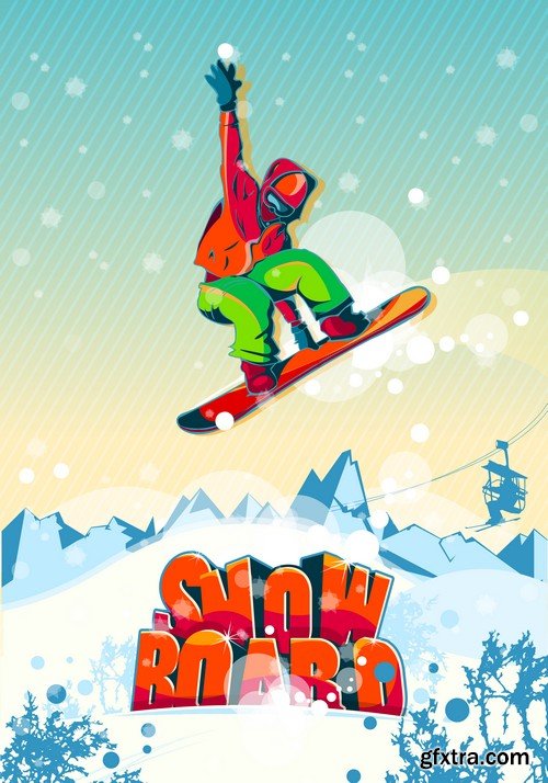 Stock Vectors - Snowboarder 2, 25xEPS