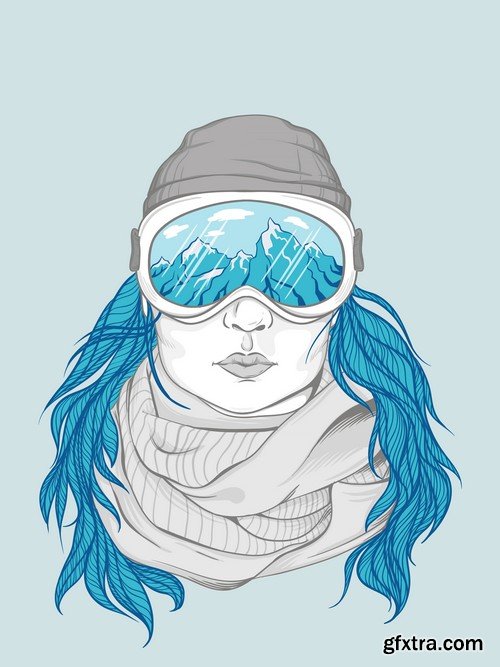 Stock Vectors - Snowboarder 2, 25xEPS