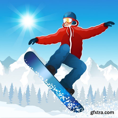 Stock Vectors - Snowboarder 2, 25xEPS