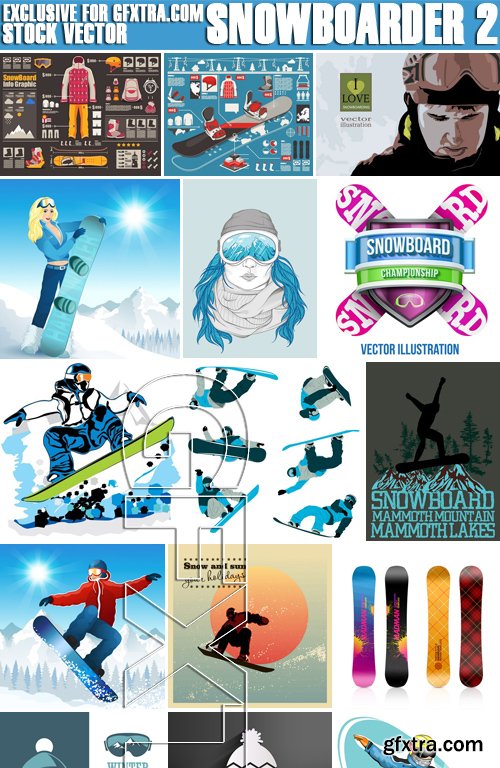 Stock Vectors - Snowboarder 2, 25xEPS