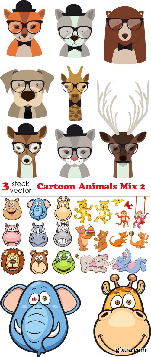 Vectors - Cartoon Animals Mix 2