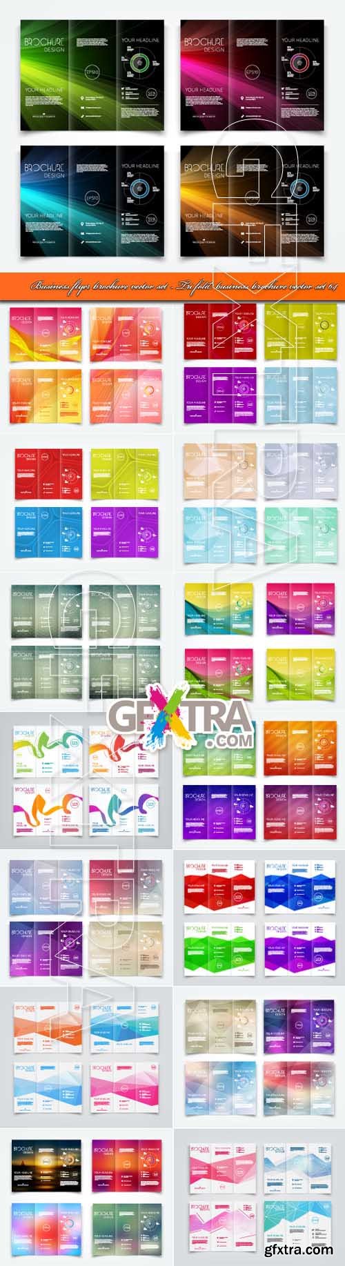 Business flyer brochure vector set - Tri fold business brochure vector set 64