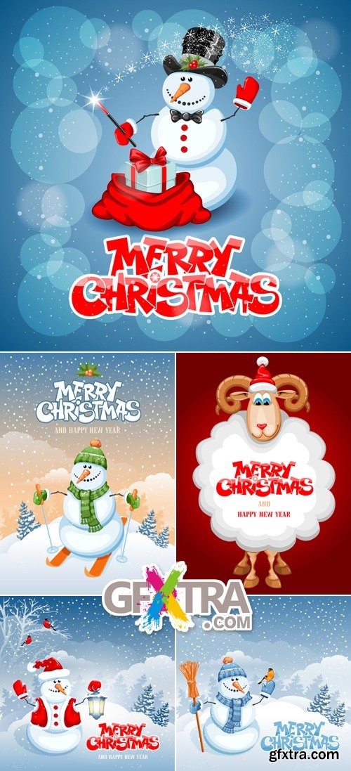 Merry Christmas & Happy New Year 2015 Vector