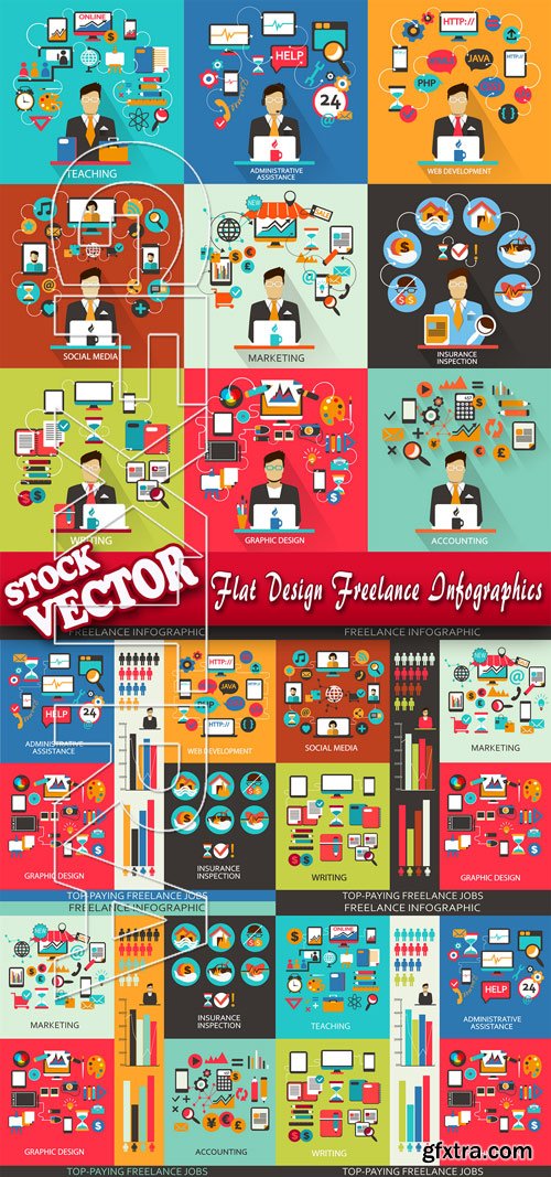 Stock Vector - Flat Design Freelance Infographics