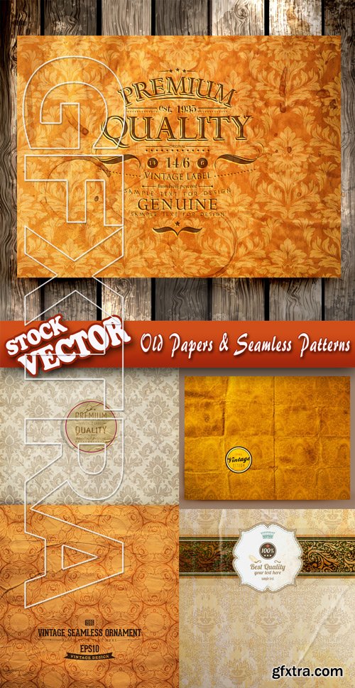 Stock Vector - Old Papers & Seamless Patterns