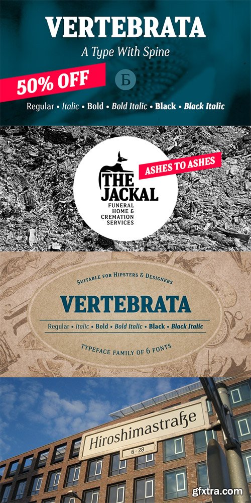 Vertebrata Font Family - 6 Fonts 117$