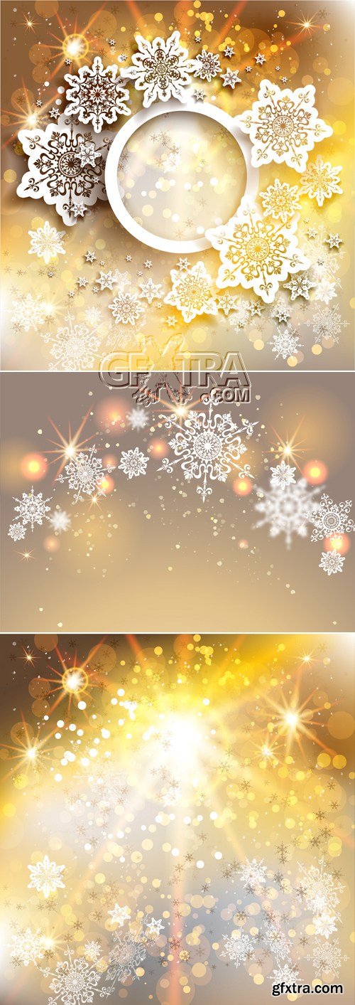 Golden Christmas Decorations Backgrounds Vector