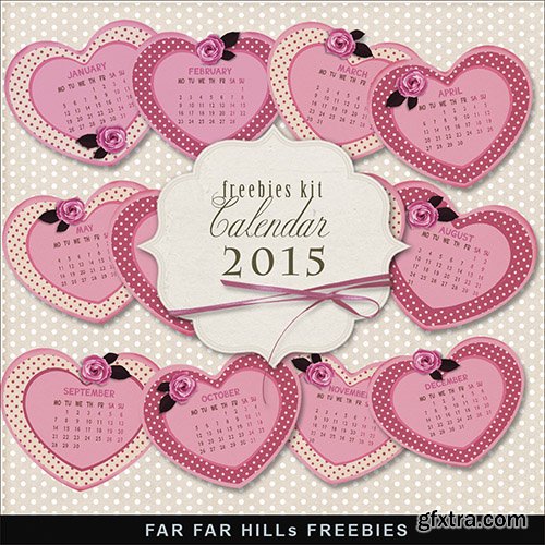 Scrap-kit - Hearts Calendar Elements For 2015 Year Vol.2