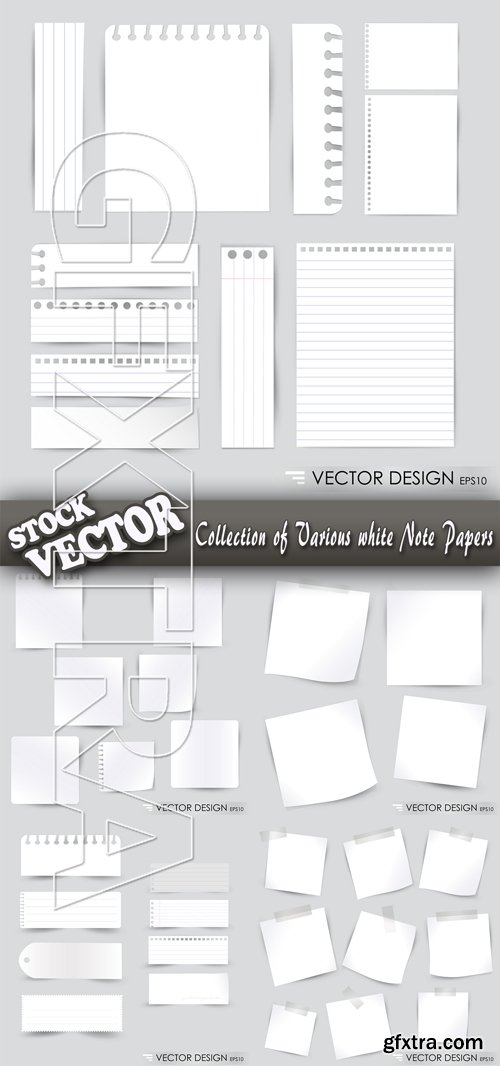 Stock Vector - Collection of Various white Note Papers