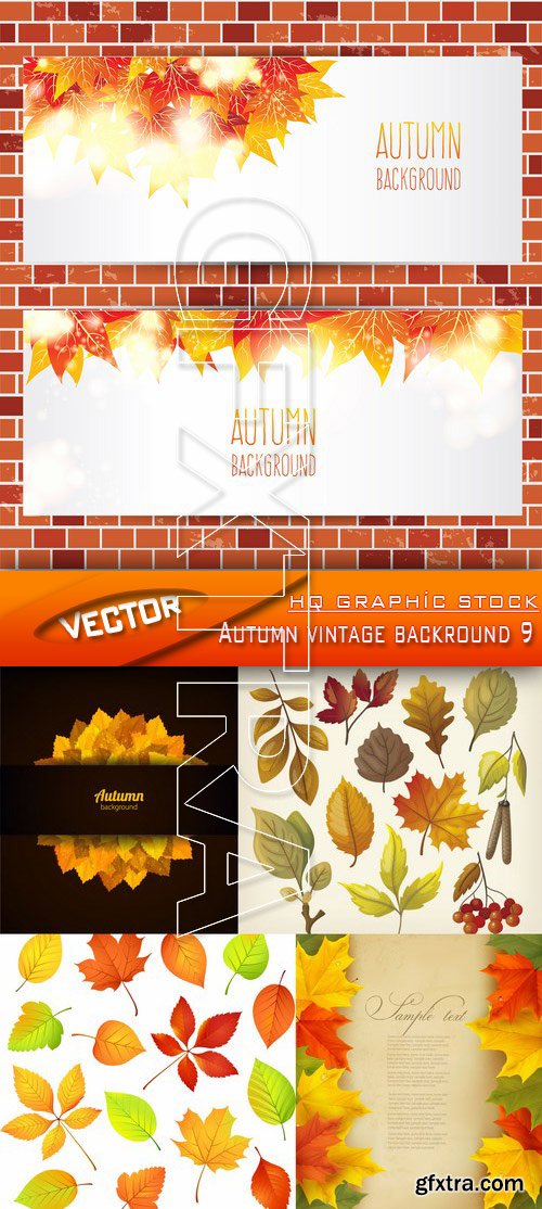 Stock Vector - Autumn vintage backround 9