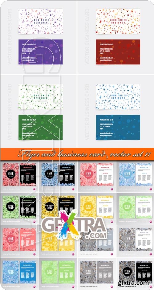 Flyer and business card vector set 11