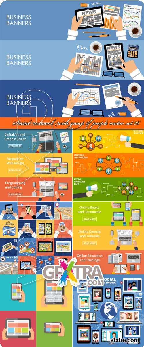 Stock Vector - Social network with group of people vector set 26