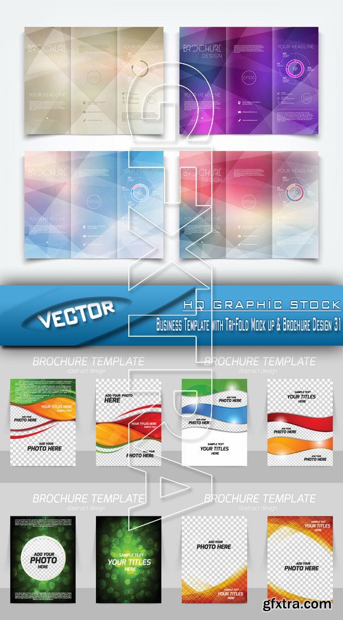 Stock Vector - Business Template with Tri-Fold Mock up & Brochure Design 31