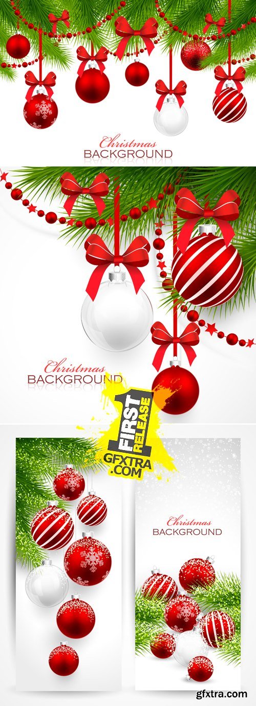 Christmas Backgrounds with Red Decorations Vector